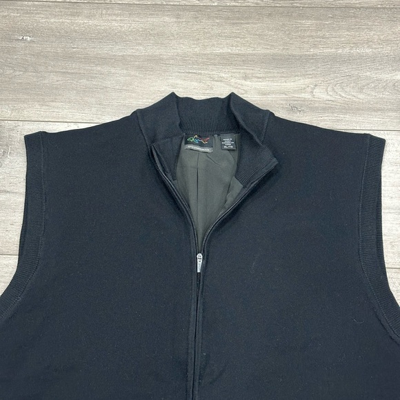 Men's Greg Norman XL Knit Sweater Vest Black Zipper Cotton Windbreaker Lining - Picture 8 of 11